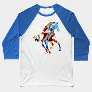 Colorful  Running Horse Art Baseball T-Shirt